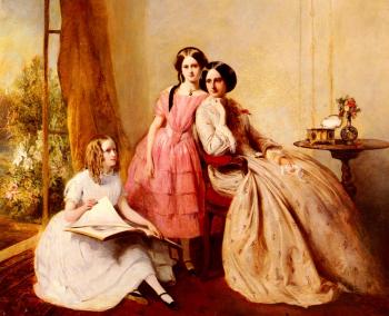 亞伯拉罕 所羅門 A Portrait Of Two Girls With Their Governess